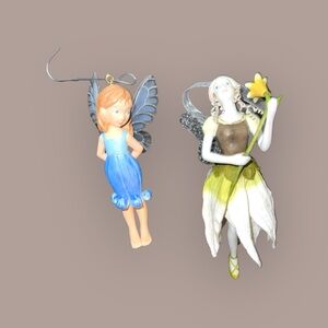 2002 Porcelain Christmas Fairy & 2010 Bluebell Fairy Hallmark Keepsake Ornaments
